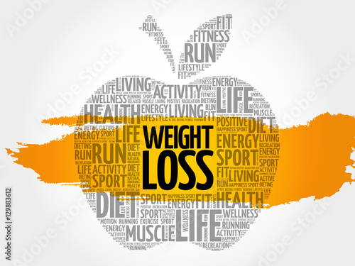 WEIGHT LOSS apple word cloud, health concept