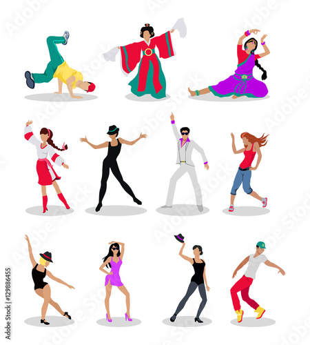 Set of Dancing Peoples Flat Vector Illustrations