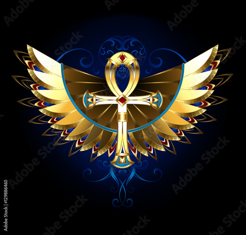 Gold Ankh with wings