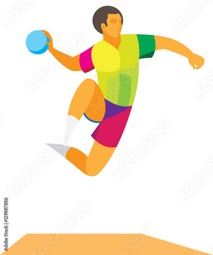 A handball attack throws the ball in the high jump
