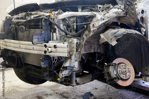 Car in a car repair station