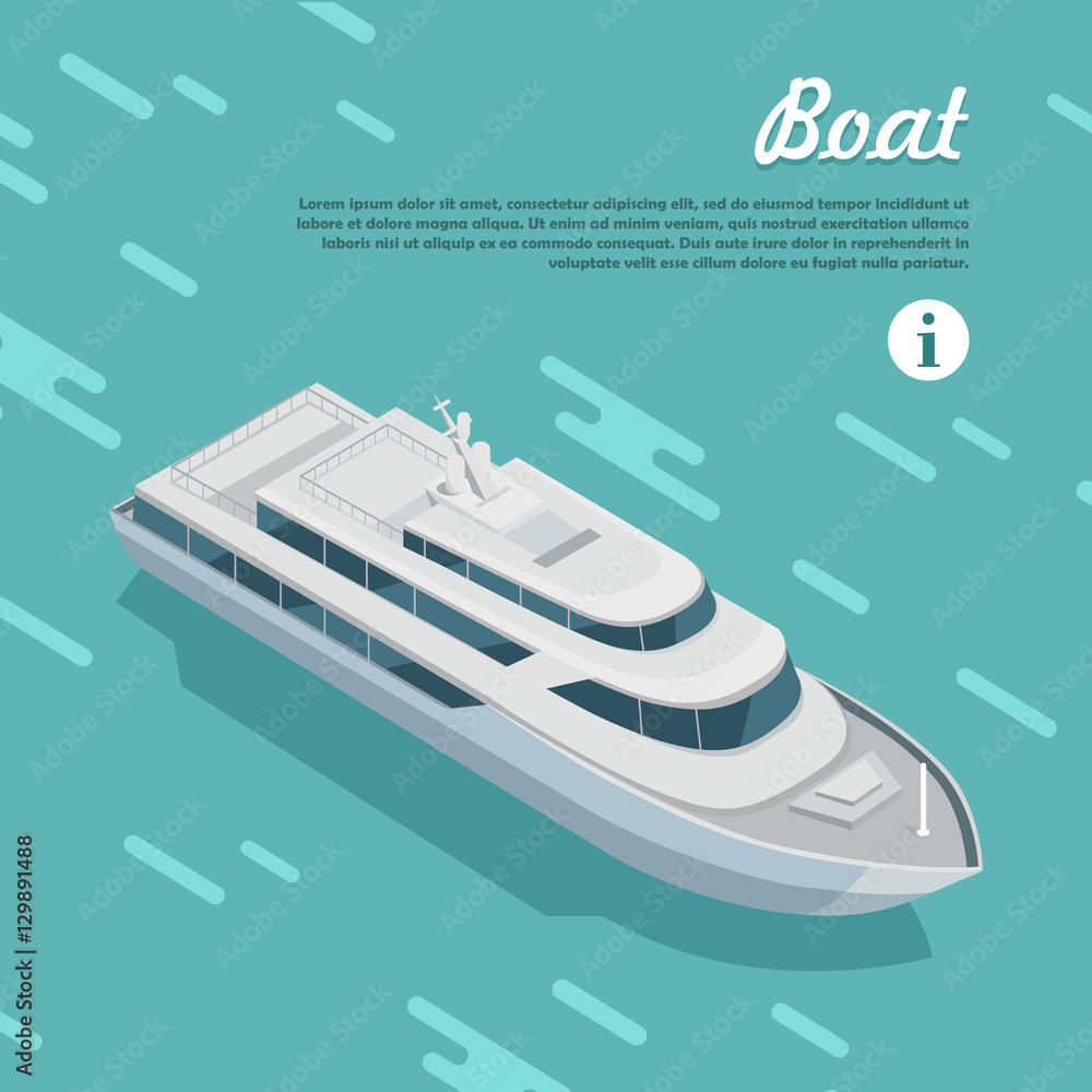 Fototapeta premium Boat Sailing in Sea. Cruise Liner Passenger Ship