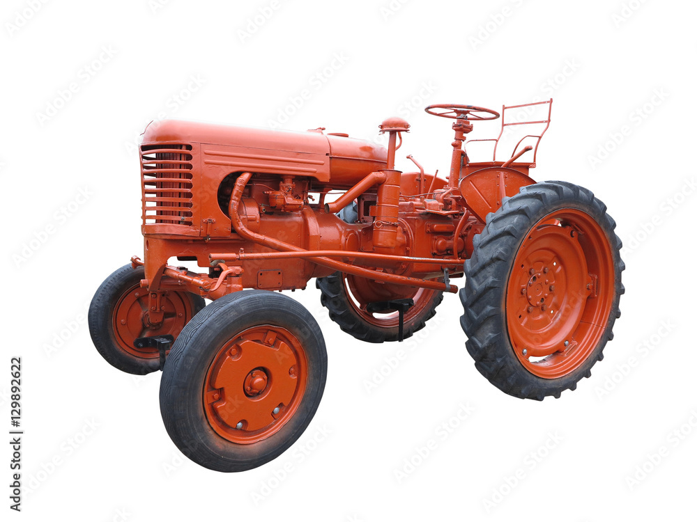 Obraz premium Abstract red old tractor isolated over white