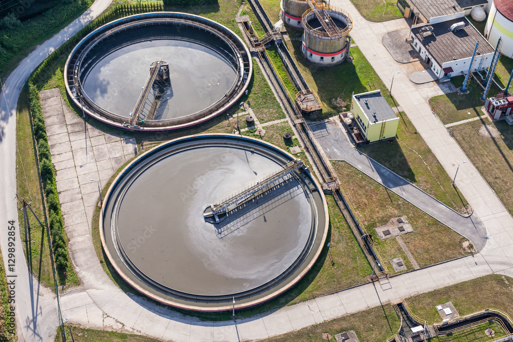 aerial view of sewage treatment plant aerial view of sewage treatment plant