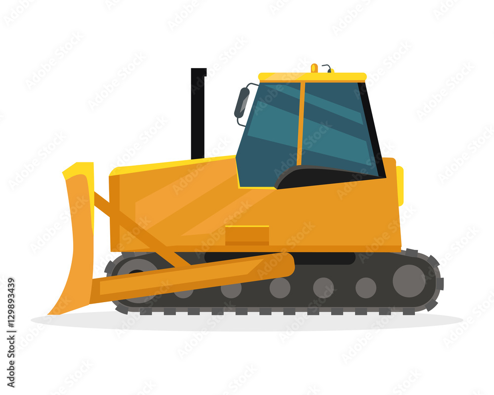Bulldozer Vector Illustration in Flat Design Bulldozer Vector Illustration in Flat Design