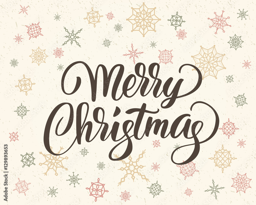 Merry christmas hand drawn lettering