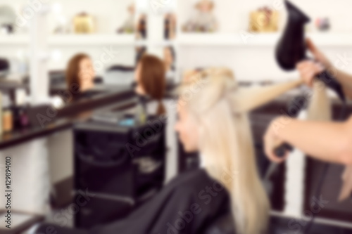 Blurred hairdressing salon ...