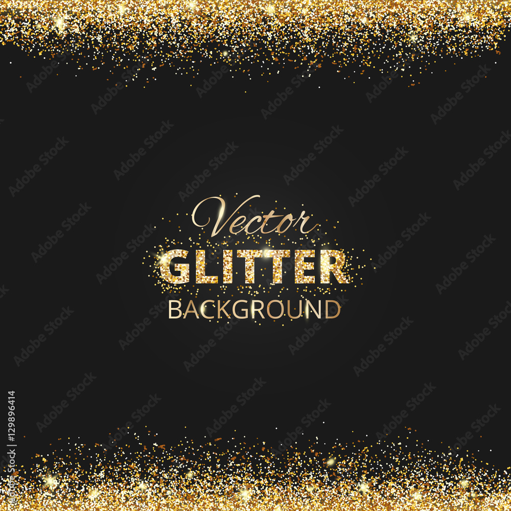 Black and gold background with glitter frame Stock Vector | Adobe Stock