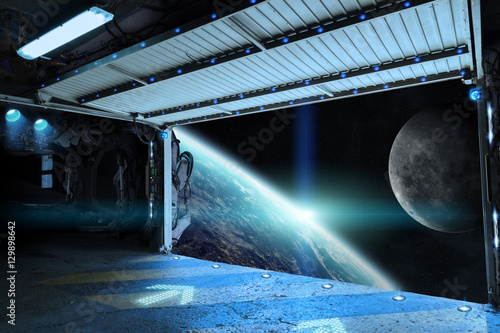 Fototapeta Naklejka Na Ścianę i Meble -  View of planet Earth from a shuttle runway