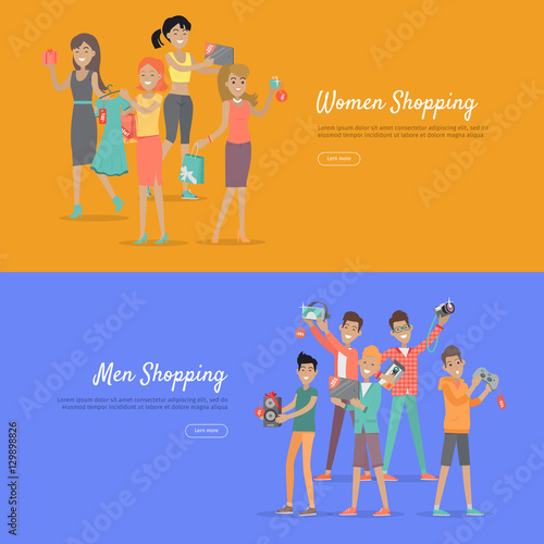 Women and Men Shopping Banners Accessoires on Sale