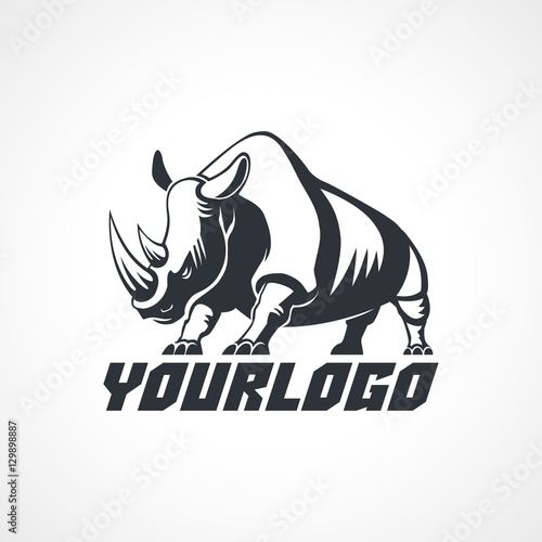 Rhino security logo sign emblem pictogram vector illustration on