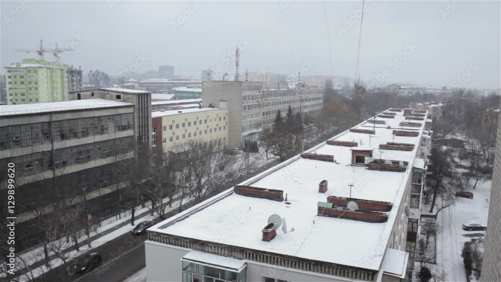 roof snow from above/above the roof in winter in Ukraine roof snow from above/above the roof in winter in Ukraine