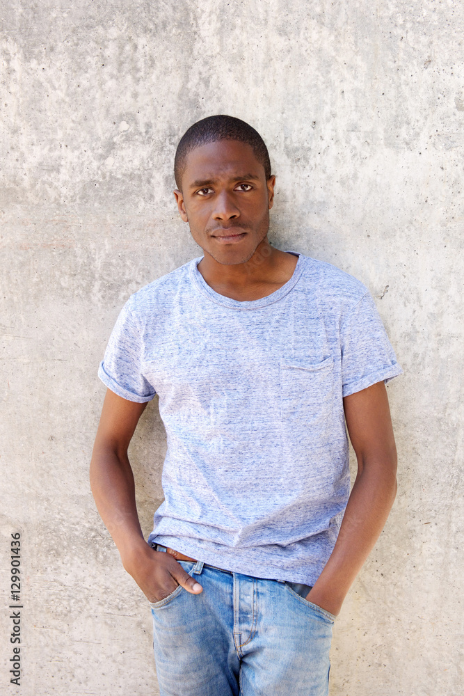 serious looking african american young man