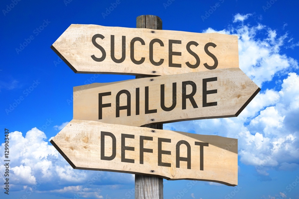 Success, failure, defeat signpost Stock Photo Adobe Stock