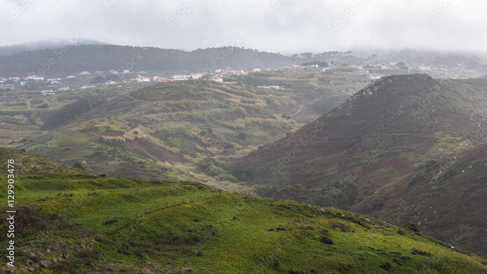 Naklejka premium Cloudy autumn day at Cape Roca (Cabo da Roca), Sintra, Portugal