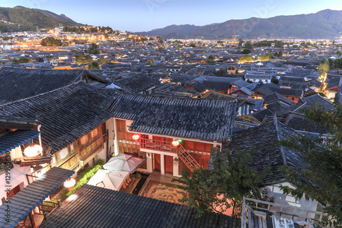 Aerial view of Lijiang Old Town in Yunnan, China