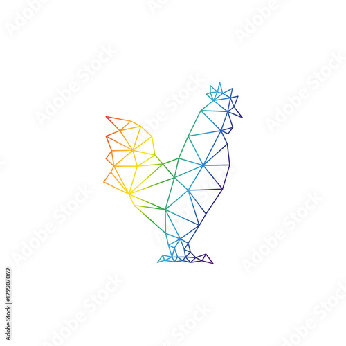 Triangle rooster design silhouette.Hand drawn minimalism style vector illustration