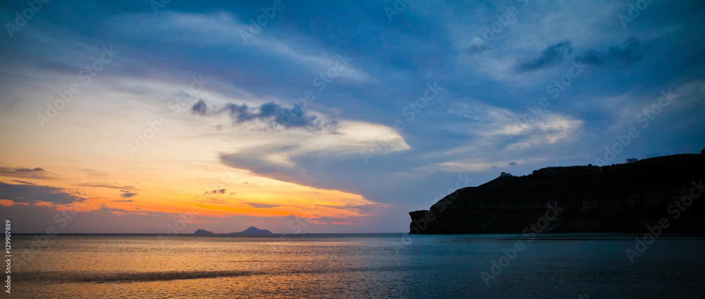 Beautiful sunset at Santorin Island