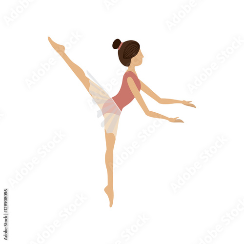 Girl practice ballet icon. Dancer sport person health and balance theme. Isolated design. Vector illustration