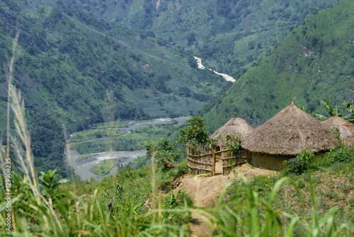 Native huts in a valley near Uriva, Zaire