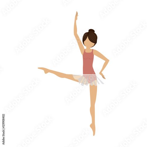 Girl practice ballet icon. Dancer sport person health and balance theme. Isolated design. Vector illustration