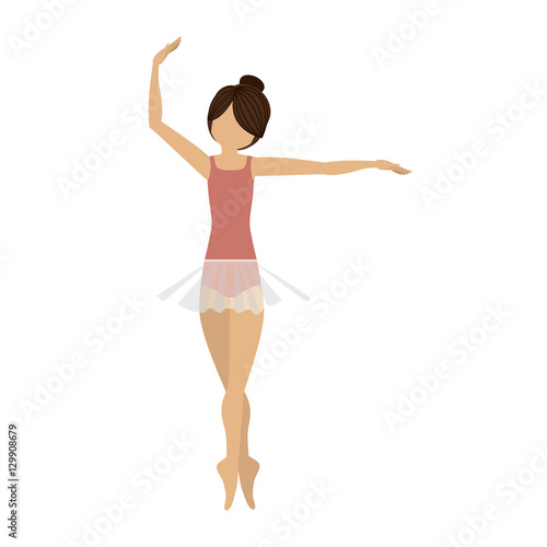 Girl practice ballet icon. Dancer sport person health and balance theme. Isolated design. Vector illustration