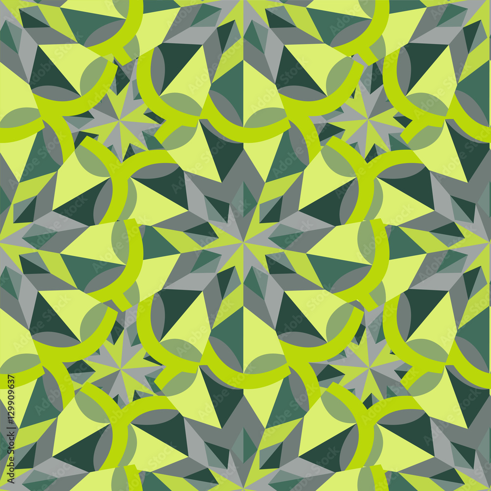 Fototapeta premium Seamless pattern. Green flower. A three-dimensional visual illus