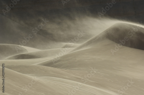 Fototapeta Naklejka Na Ścianę i Meble -  Sand blowing over sand dune in wind