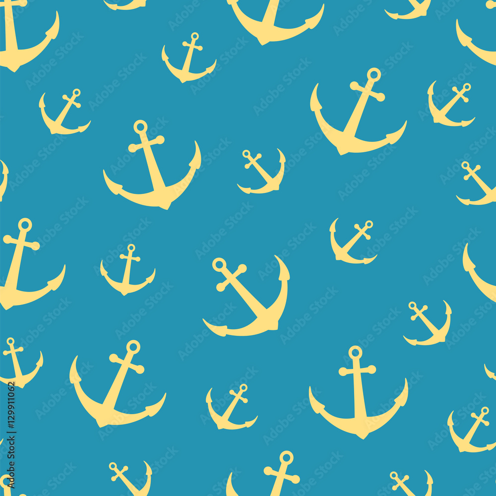 Obraz premium Yellow Anchors on a blue background
