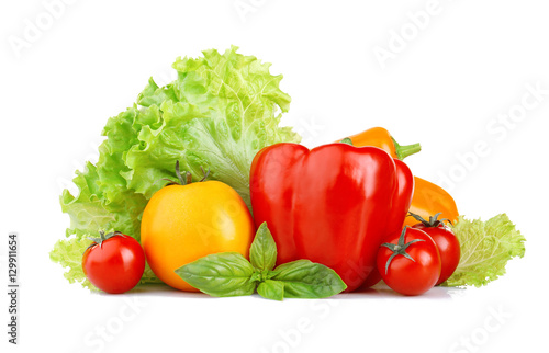 Fresh natural ingredients for salad isolated on white
