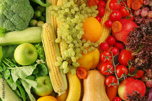 Fruits and vegetables background  closeup