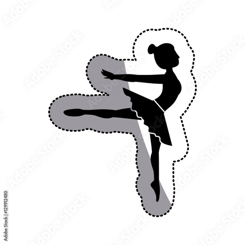 Girl practice ballet icon. Dancer sport person health and balance theme. Isolated design. Vector illustration
