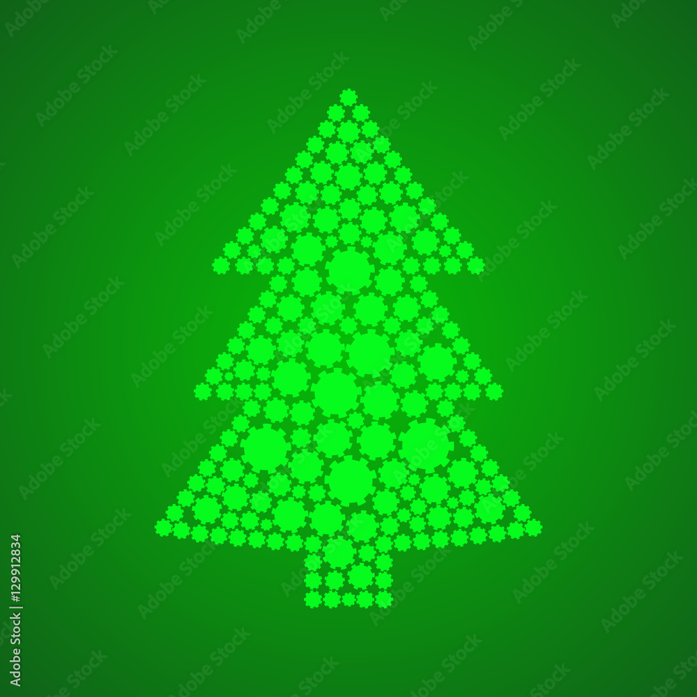 Fototapeta premium Christmas tree with gears, vector illustration. Abstract background.