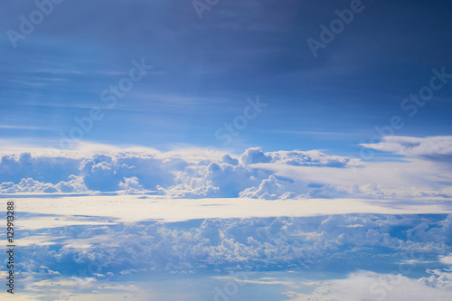 above blue sky view from aeroplane