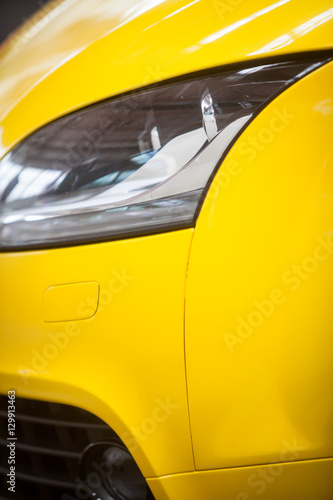 Close up shot of a car's LED headlight.