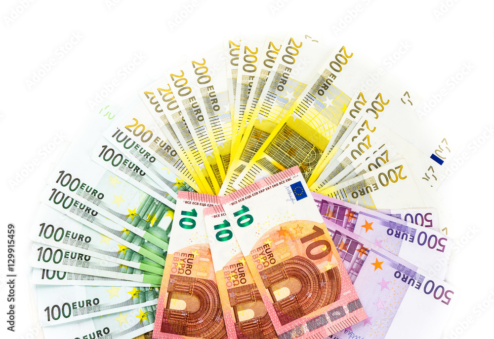 circle of euro banknotes money isolated on white background. bil circle of euro banknotes money isolated on white background. bil