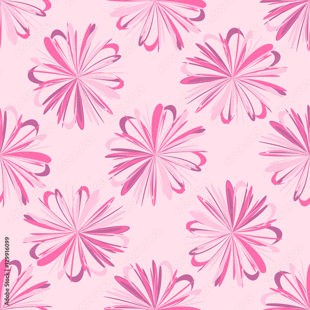 Seamless floral pattern. Texture with beautiful abstract flowers. Pink, purple.