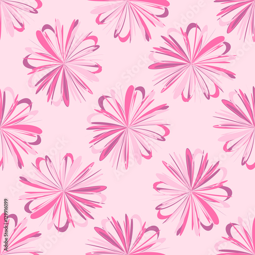 Seamless floral pattern. Texture with beautiful abstract flowers. Pink, purple.