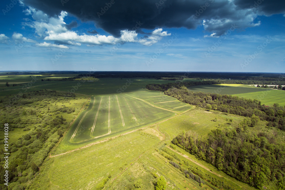 Aerial view of latvian countryside.