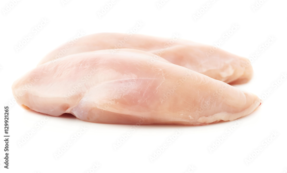 Raw chicken fillet isolated over white background