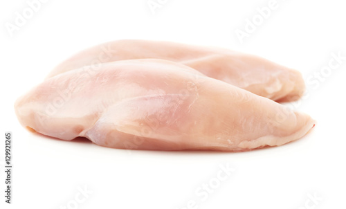 Raw chicken fillet isolated over white background