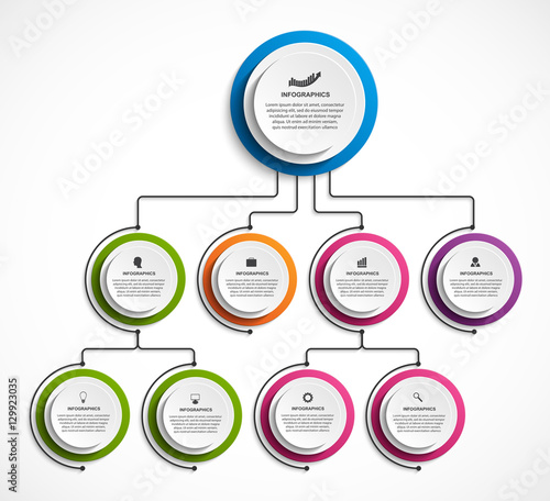 Infographic design organization chart template.