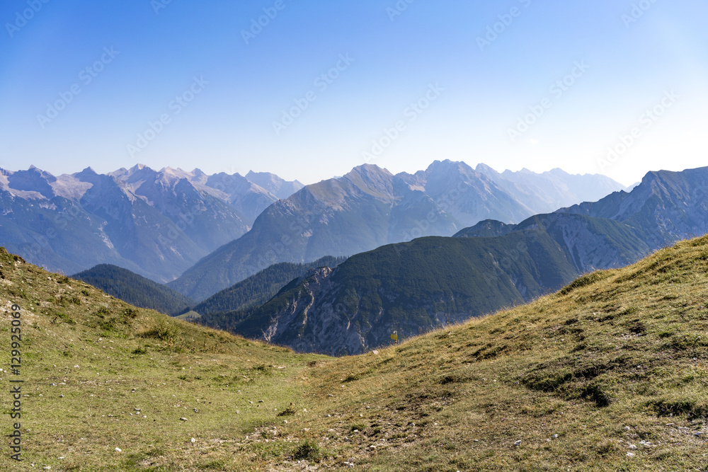 Rugged mountain peaks in a scenic alpine landscape