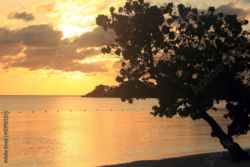 Sunset in Jamaica, Caribbean sea