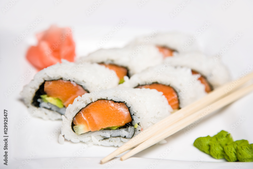 Japanese rolls with salmon Japanese rolls with salmon