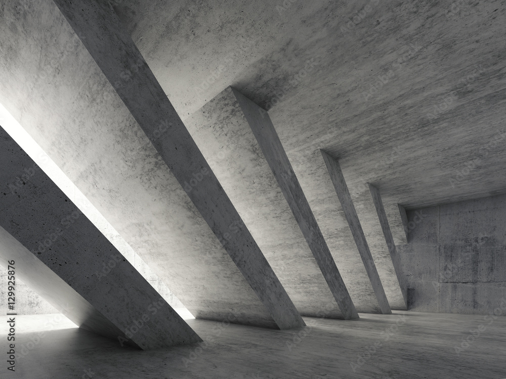3d concrete interior with diagonal columns 3d concrete interior with diagonal columns