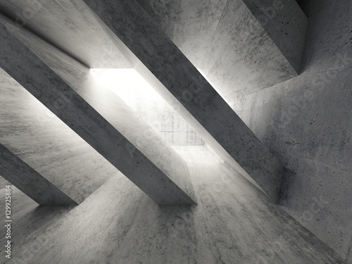 3 d concrete interior with diagonal columns