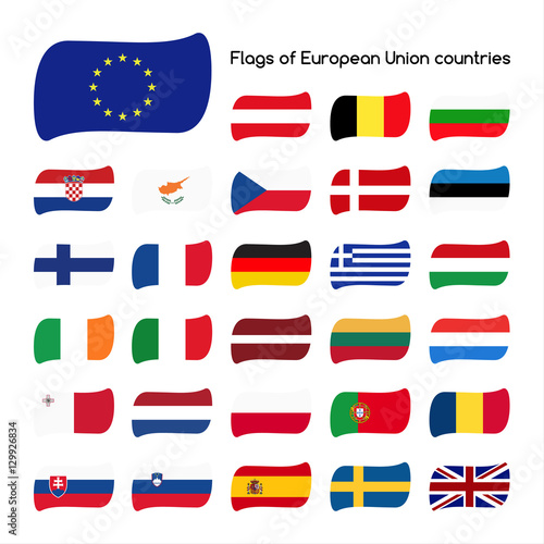 Set the flags of European Union countries, member states in 2016