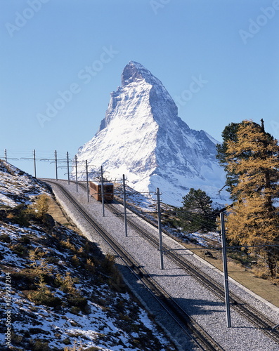 The Matterhorn, 4478m high, and Gornergrat railway photo