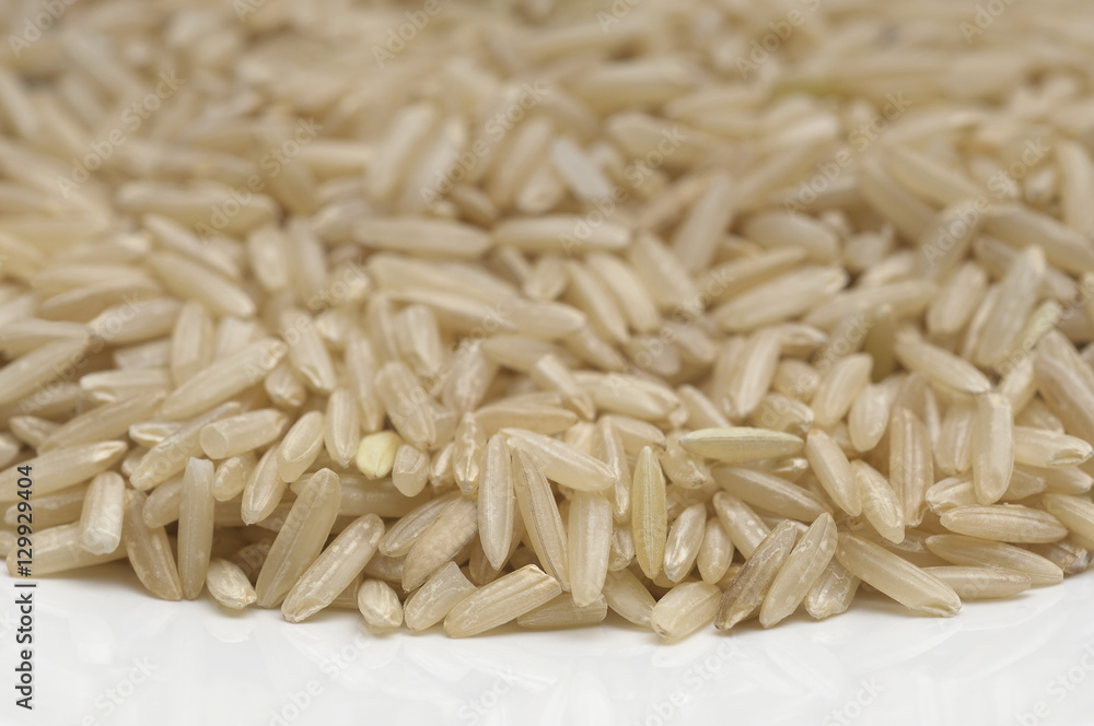 Closeup of brown rice in a plate Closeup of brown rice in a plate